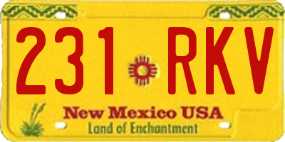 NM license plate 231RKV