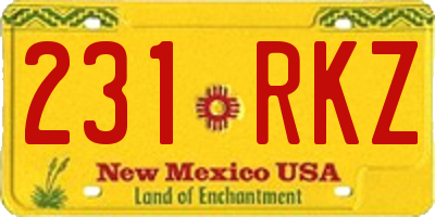 NM license plate 231RKZ