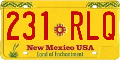 NM license plate 231RLQ