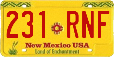 NM license plate 231RNF