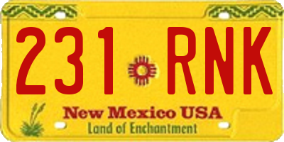 NM license plate 231RNK