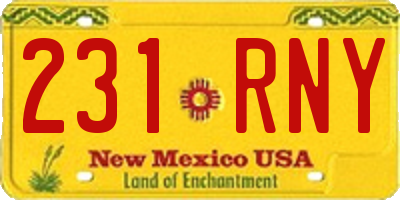 NM license plate 231RNY