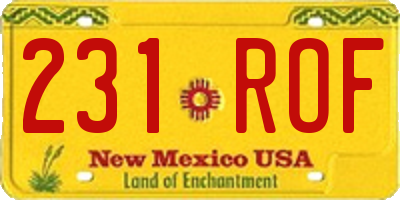 NM license plate 231ROF
