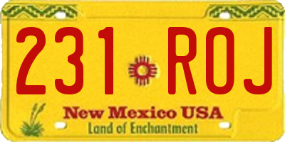 NM license plate 231ROJ