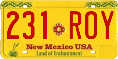 NM license plate 231ROY