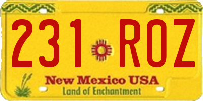 NM license plate 231ROZ