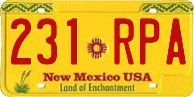 NM license plate 231RPA