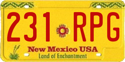 NM license plate 231RPG