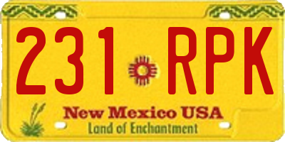 NM license plate 231RPK
