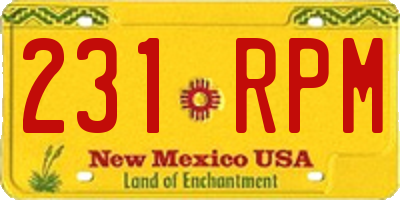 NM license plate 231RPM