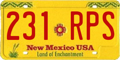 NM license plate 231RPS