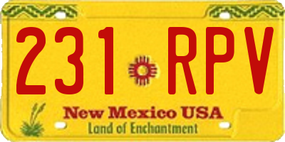 NM license plate 231RPV