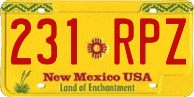 NM license plate 231RPZ