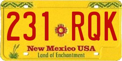 NM license plate 231RQK