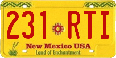 NM license plate 231RTI