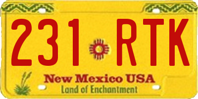 NM license plate 231RTK