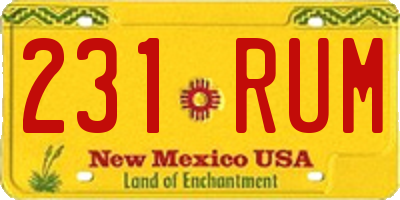 NM license plate 231RUM