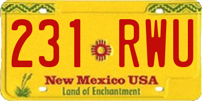 NM license plate 231RWU