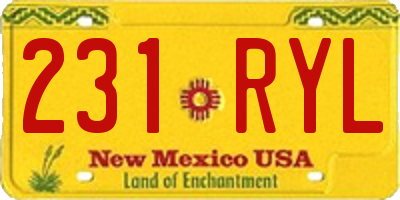 NM license plate 231RYL