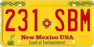 NM license plate 231SBM