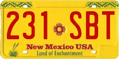 NM license plate 231SBT