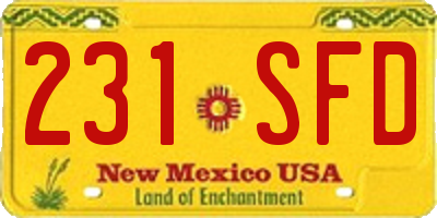 NM license plate 231SFD