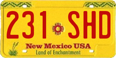NM license plate 231SHD