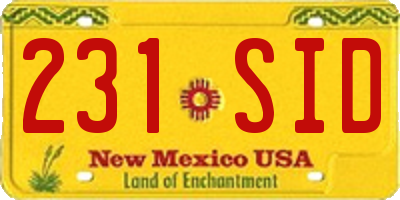 NM license plate 231SID