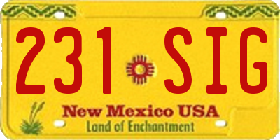 NM license plate 231SIG