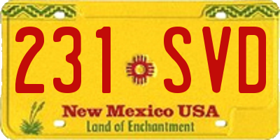 NM license plate 231SVD