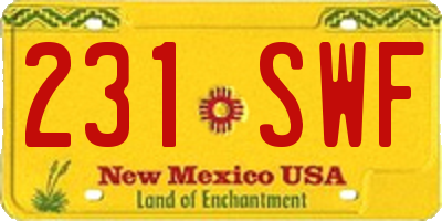 NM license plate 231SWF