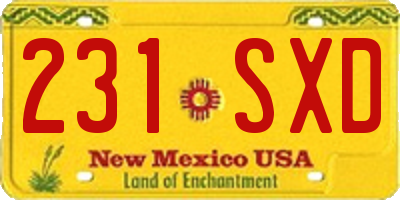 NM license plate 231SXD