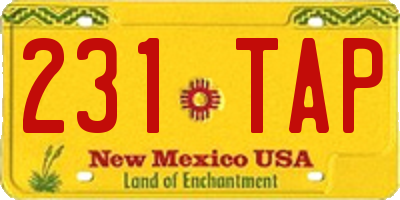 NM license plate 231TAP