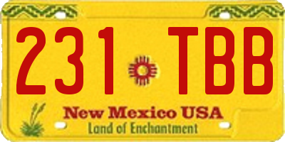 NM license plate 231TBB