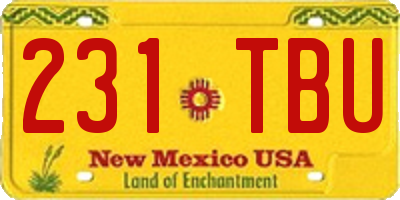 NM license plate 231TBU