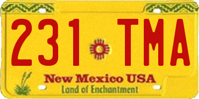 NM license plate 231TMA
