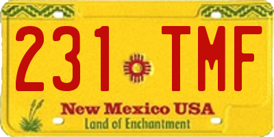 NM license plate 231TMF