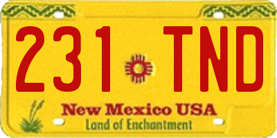 NM license plate 231TND