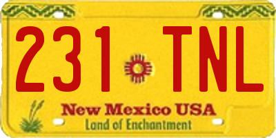 NM license plate 231TNL