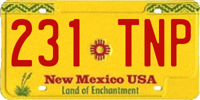 NM license plate 231TNP