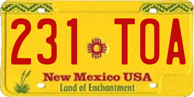 NM license plate 231TOA