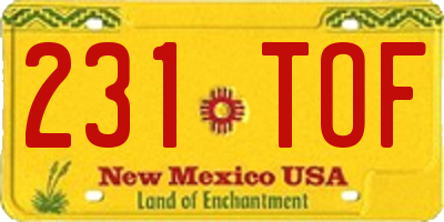 NM license plate 231TOF