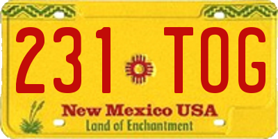 NM license plate 231TOG