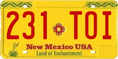 NM license plate 231TOI