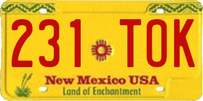NM license plate 231TOK