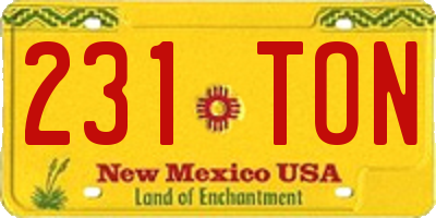 NM license plate 231TON