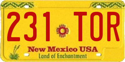 NM license plate 231TOR