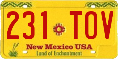 NM license plate 231TOV