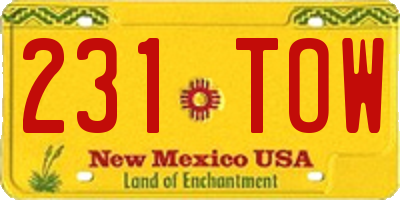 NM license plate 231TOW