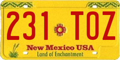 NM license plate 231TOZ